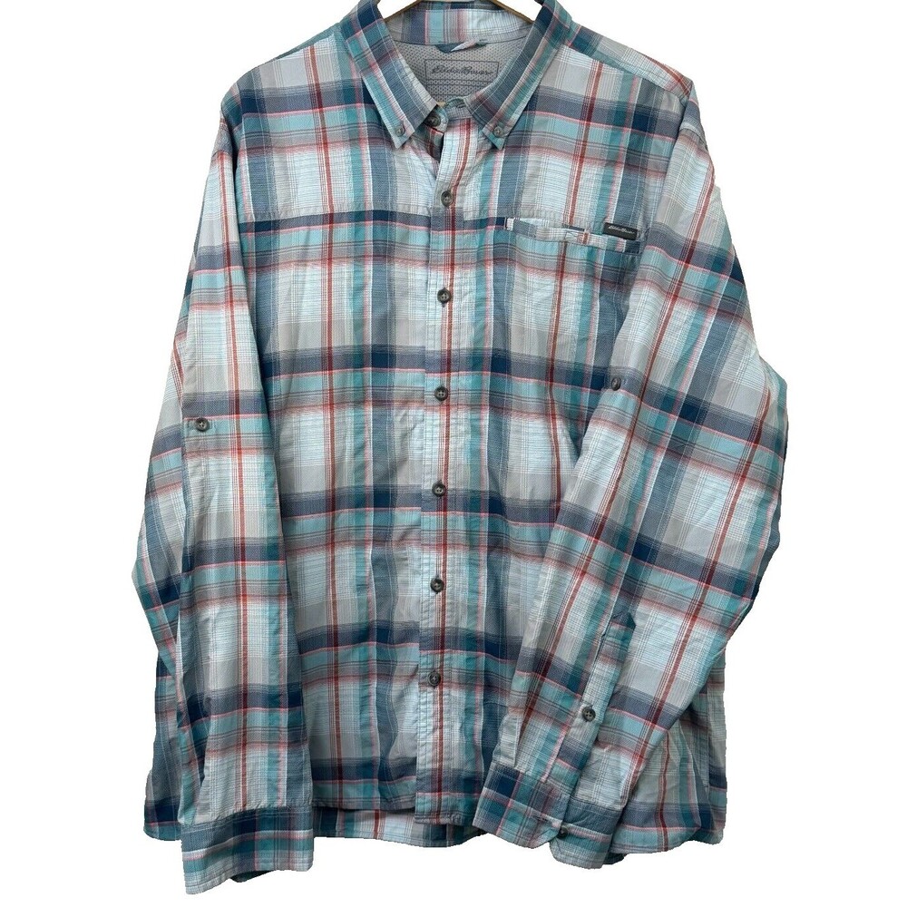 Eddie Bauer Rainer Plaid Outdoor Hiking Fishing Lightweight Button Down Men's XL